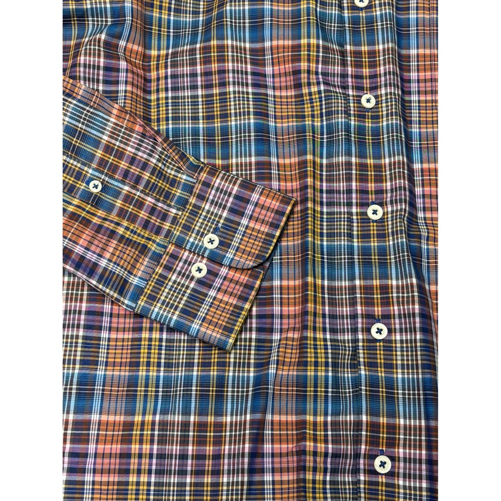 Peter Millar Mens Extra Large Plaid Button Down Long Sleeve Shirt 100% Cotton - Picture 5 of 9